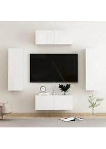 Set de muebles de salón 4 pzas madera ingeniería blanco brillo
