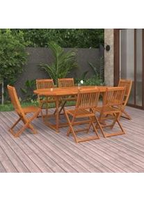 Comedor de jardín plegable 7 piezas de madera maciza de acacia 381