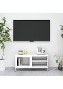 Mueble para el televisor acero y vidrio blanco 90x30x44 cm