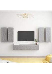 Set muebles de salón TV 6 pzas madera ingeniería gris hormigón