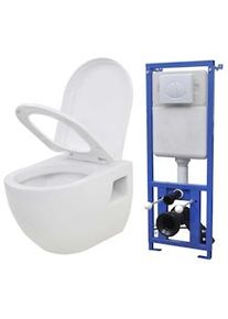 Inodoro suspendido de pared con cisterna oculta cerámica blanco