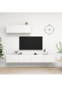 Set de muebles de salón TV 3 piezas madera de ingeniería blanco
