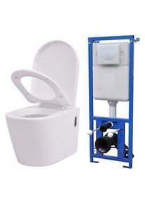 Inodoro de pared con cisterna oculta cerámica blanco