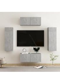 Set de muebles de salón 4 pzas madera ingeniería gris hormigón