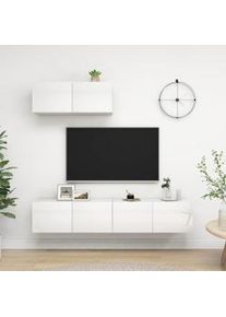 Set de muebles de salón 3 pzas madera ingeniería blanco brillo