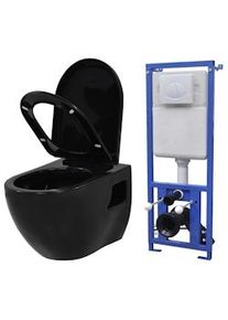 Inodoro suspendido de pared con cisterna oculta cerámica negro