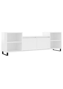 vidaXL Mueble para TV madera contrachapada blanco brillo 160x35x55 cm