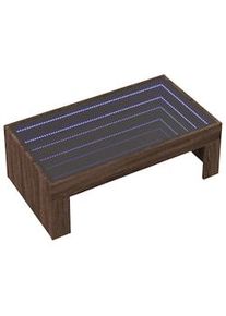 Mesa de centro con Infinity LED marrón roble 90x50x30 cm