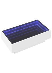 Mesa de centro con LED madera de ingeniería blanca 90x50x30 cm