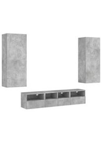 Muebles de TV de pared 5 pzas madera ingeniería gris hormigón