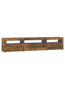 Mueble de TV con luces LED roble ahumado 195x35x40 cm