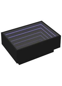 Mesa de centro con LED madera de ingeniería negro 70x50x30 cm