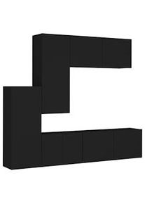 Muebles de TV de pared 5 piezas madera de ingeniería negro