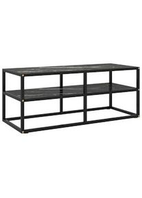 vidaXL Mueble para TV negro con vidrio de mármol negro 100x40x40 cm