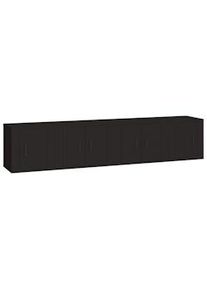 Set de muebles para TV 4 piezas madera contrachapada negro