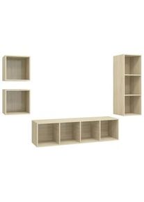 Juego de muebles de salón 4 pzas madera ingeniería roble Sonoma