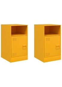 Mesitas de noche 2 uds acero amarillo mostaza 34,5x39x62 cm