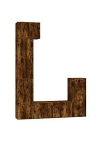 Set de muebles de TV 5 pzas madera contrachapada roble ahumado