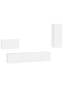 Set de muebles de TV 4 pzas madera contrachapada blanco brillo