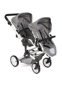 Bayer Chic 2000 CHIC2000 , Puppen-Zwillingsbuggy »Linus Duo, Jeans Grey«, mit zwei abnehmbaren, bis in Liegeposition verstellbaren Sportsitzen , Jeans Grey