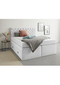 Home Affaire, Polsterbett &raquo;Boxbett Alvi mit Schubladen, Taschen-Federkernmatratze&laquo; wahlweise H&auml;rtegrad der Matratze H2/H3/H4, hellgrau, 100% Polyester