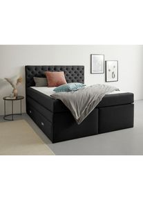 Home Affaire, Polsterbett &raquo;Boxbett Alvi mit Schubladen, Taschen-Federkernmatratze&laquo; wahlweise H&auml;rtegrad der Matratze H2/H3/H4, schwarz, 100% Polyester,