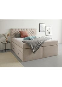 Home Affaire , Polsterbett »Boxbett Alvi mit Schubladen, Taschen-Federkernmatratze«, wahlweise Härtegrad der Matratze H2/H3/H4 , beige