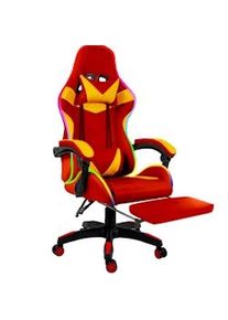 Arreditaly Sedia Con LED RGB Telecomando Poltrona Ufficio Scrivania Casa PC Racing Girevole Ergonomica Ecopelle Cuscino Lombare Poggiapiedi Rosso
