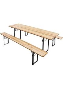 Arreditaly Set Birreria Completo Tavolo Con 2 Panche In Legno Naturale Gambe Pieghevoli Bar Pub Giardino Fiera Picnic Camping Campeggio Feste Sagre