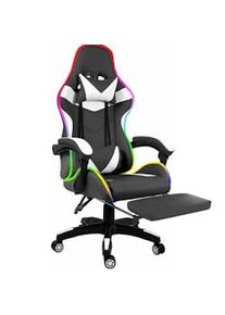 Arreditaly Sedia Con LED RGB Telecomando Poltrona Ufficio Scrivania Casa PC Racing Girevole Ergonomica Ecopelle Cuscino Lombare Poggiapiedi Nero