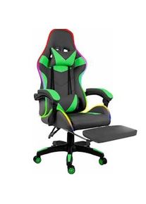 Arreditaly Sedia Con LED RGB Telecomando Poltrona Ufficio Scrivania Casa PC Racing Girevole Ergonomica Ecopelle Cuscino Lombare Poggiapiedi Nero Verde