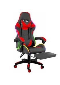 Arreditaly Sedia Con LED RGB Telecomando Poltrona Ufficio Scrivania Casa PC Racing Girevole Ergonomica Ecopelle Cuscino Lombare Poggiapiedi Nero Rosso