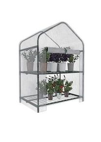 Arreditaly Serra A 2 Ripiani Da Giardino Per Orto Telaio In Acciaio Verniciato Telo PVC Trasparente Porta Avvolgibile Apertura A Cerniera 69x49x125 Cm