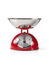 Báscula de cocina retro roja analógica cuenco extraíble de acero 5kg Nedis Función de tara