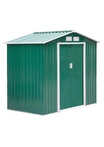 Outsunny Abrigo de Jardim 213x130x185cm Abrigo de Jardim Metálico de Exterior com 2 Portas Deslizantes e 4 Janelas Verde
