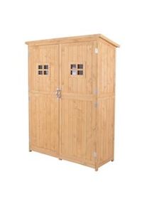Outsunny Abrigo de Jardim para Ferramentas Armário de Madeira para Exterior com Prateleira Dupla Porta Janelas e Teto Asfáltico 127,5x50x164cm Madeira