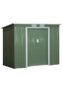 Outsunny Abrigo de Jardim 213x130x173cm Abrigo de Exterior de Aço Galvanizado com Porta Corredeira e Ventilações Verde