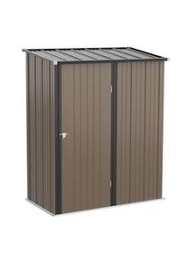 Outsunny Abrigo de Jardim 1,34m² 161,5x94,5x196cm Abrigo de Exterior de Aço Galvanizado com Porta e Fechadura para Armazenamento de Ferramentas Marrom