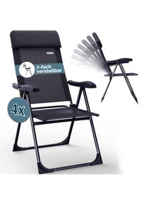 Casaria Gartenstuhl klappbar 4er-Set Anthrazit Alu Hochlehner verstellbar