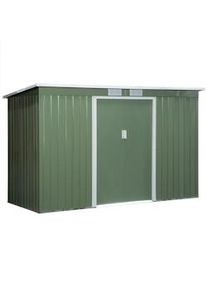Outsunny Abrigo de Jardim 280x130x172cm Abrigo de Exterior de Aço Galvanizado com Porta Corredeira e Ventilações Verde Claro