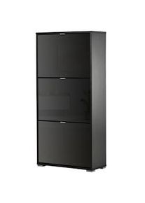 HOMCOM Armário de Sapatos Moderno Sapateira para Corredor Entrada com 6 Prateleiras de Armazenamento Espaço de Exibição 60x26x124cm Preto