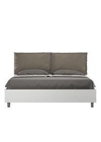 Letto Matrimoniale contenitore doppia alzata 160x200 cuscinatura similpelle cappuccino Egos Antea