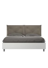 Letto Matrimoniale contenitore doppia alzata 160x190 cuscinatura similpelle cappuccino Egos Appia