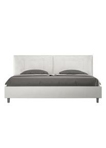 Letto matrimoniale king size contenitore imbottito 200x200 similpelle bianco Annalisa Large