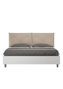 Letto contenitore 160x200 cuscinatura similpelle tortora Egos Appia