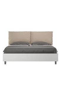 Letto Matrimoniale contenitore doppia alzata 160x200 cuscinatura similpelle tortora Egos Antea