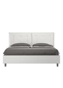 Letto Matrimoniale contenitore 160x200 cuscinatura similpelle bianco Egos Annalisa