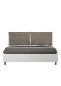 Letto Matrimoniale contenitore doppia alzata 160x200 cuscinatura similpelle cappuccino Egos Annalisa