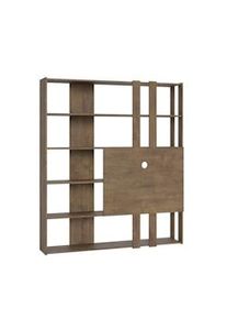 Itamoby Parete Attrezzata M Kato 6R 2 fianchi 2 fasce lunghe 2 fasce corte 2 fasce medie pannello TV L.178 P.36 H.204 Noce