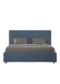 Letto con rete imbottito 160x190 microfibra blu Mika